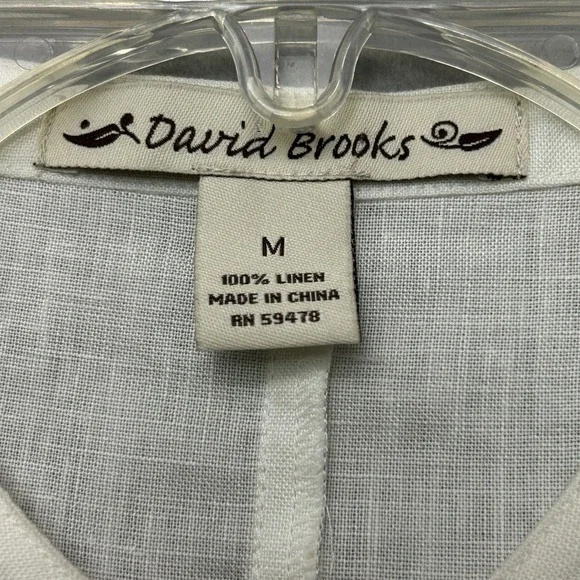 David Brooks Blouse Womens Med White 100% Linen Ruffle Flutter Sleeve Button Up - Picture 4 of 12